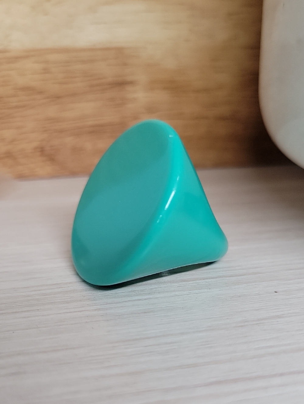 Teal Oversized Flat Top Statement Ring, metal free, size 6.5